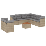vidaXL 10-Piece Lounge Set with Cushions Poly Rattan Black