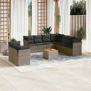 vidaXL 10-Piece Lounge Set with Cushions Poly Rattan Black