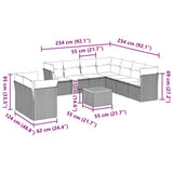vidaXL 11-delige Loungeset met kussens poly rattan zwart