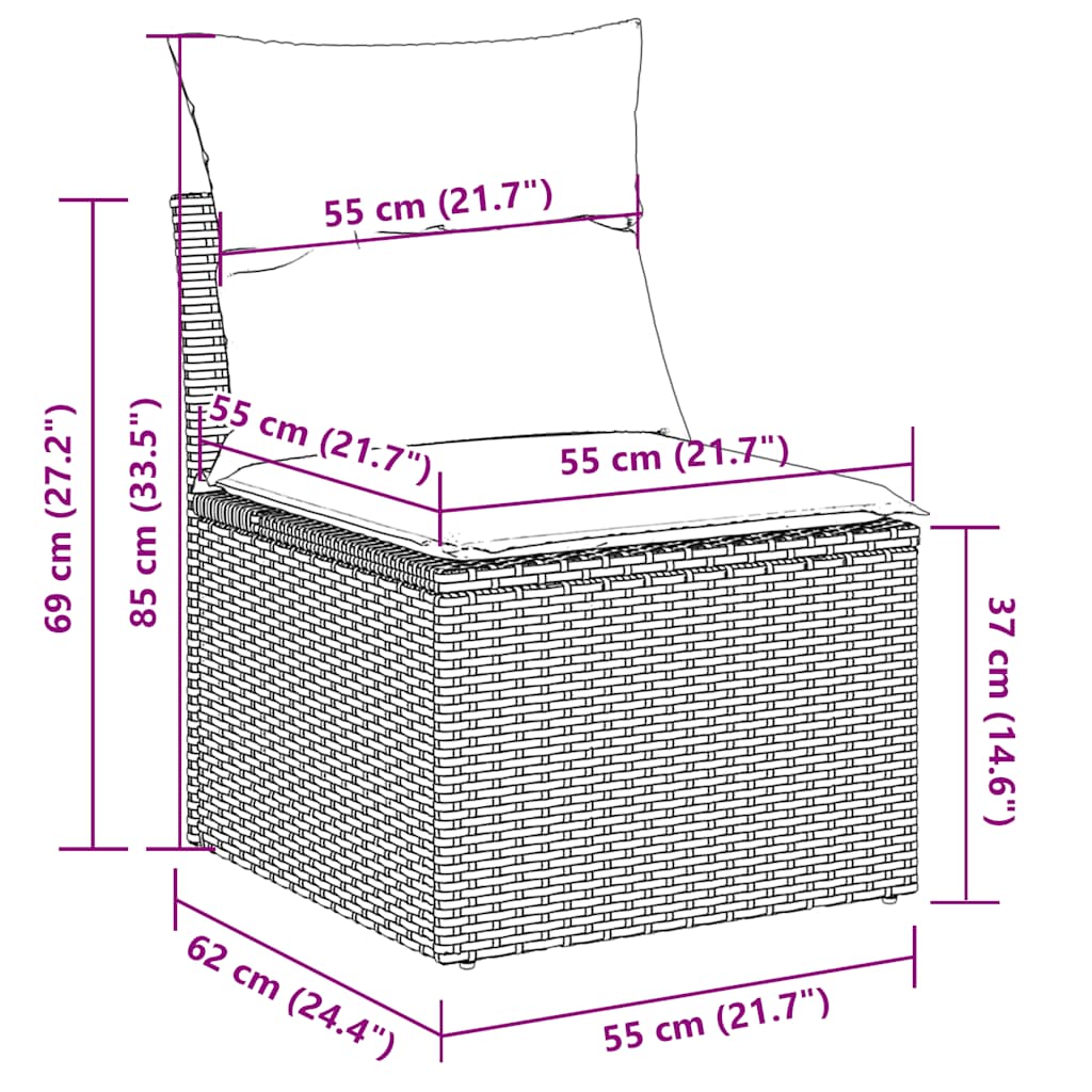 vidaXL 11-delige Loungeset met kussens poly rattan zwart