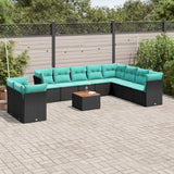 vidaXL 11-delige Loungeset met kussens poly rattan grijs