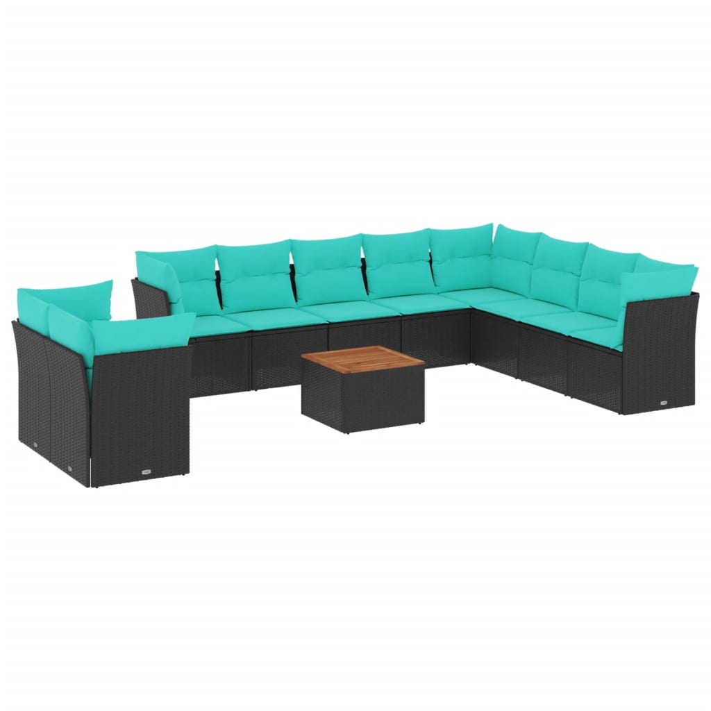 vidaXL 11-delige Loungeset met kussens poly rattan grijs