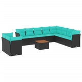 vidaXL 11-delige Loungeset met kussens poly rattan grijs