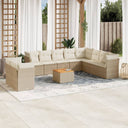 vidaXL 11-delige Loungeset met kussens poly rattan zwart