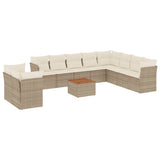vidaXL 11-delige Loungeset met kussens poly rattan zwart