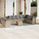 vidaXL 11-delige Loungeset met kussens poly rattan zwart