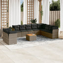 vidaXL 11-delige Loungeset met kussens poly rattan zwart