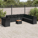 vidaXL 12-piece Lounge Set with Cushions Poly Rattan Black