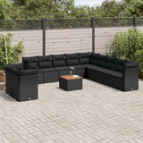 vidaXL 12-piece Lounge Set with Cushions Poly Rattan Black