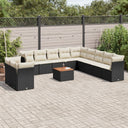 vidaXL 12-piece Lounge Set with Cushions Poly Rattan Black