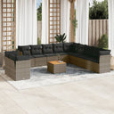 vidaXL 12-piece Lounge Set with Cushions Poly Rattan Black
