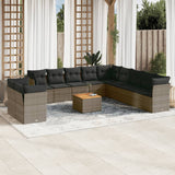 vidaXL 12-piece Lounge Set with Cushions Poly Rattan Black