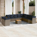 vidaXL 12-delige Loungeset met kussens poly rattan zwart