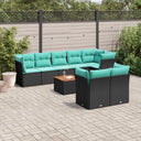 vidaXL 9-delige Loungeset met kussens poly rattan zwart