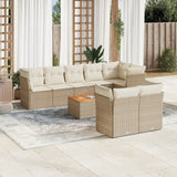 vidaXL 9-delige Loungeset met kussens poly rattan zwart