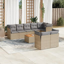 vidaXL 9-delige Loungeset met kussens poly rattan zwart