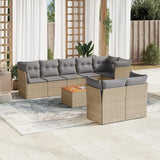 vidaXL 9-delige Loungeset met kussens poly rattan zwart