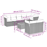 vidaXL 9-delige Loungeset met kussens poly rattan zwart