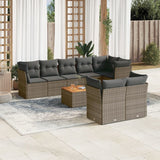 vidaXL 9-delige Loungeset met kussens poly rattan zwart