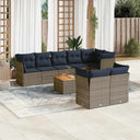 vidaXL 9-delige Loungeset met kussens poly rattan zwart