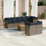 vidaXL 9-delige Loungeset met kussens poly rattan zwart