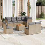 vidaXL 9-delige Loungeset met kussens poly rattan zwart