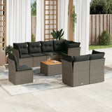 vidaXL 9-delige Loungeset met kussens poly rattan zwart