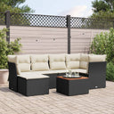 vidaXL 7-Piece Lounge Set with Cushions Poly Rattan Black