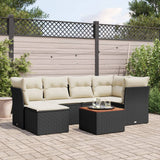vidaXL 7-Piece Lounge Set with Cushions Poly Rattan Black
