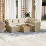 vidaXL 8-delige Loungeset met kussens poly rattan zwart