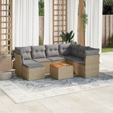 vidaXL 8-delige Loungeset met kussens poly rattan zwart