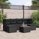 vidaXL 7-Piece Lounge Set with Cushions Poly Rattan Black