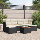vidaXL 7-Piece Lounge Set with Cushions Poly Rattan Black