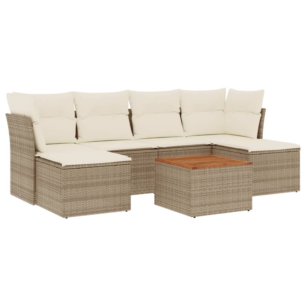 vidaXL 7-Piece Lounge Set with Cushions Poly Rattan Black