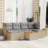 vidaXL 7-Piece Lounge Set with Cushions Poly Rattan Black