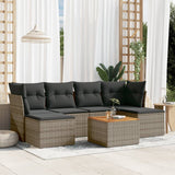 vidaXL 7-Piece Lounge Set with Cushions Poly Rattan Black