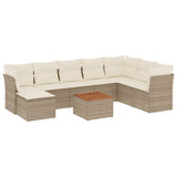 vidaXL 9-delige Loungeset met kussens poly rattan zwart