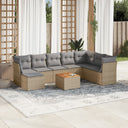 vidaXL 9-delige Loungeset met kussens poly rattan zwart