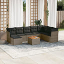 vidaXL 9-delige Loungeset met kussens poly rattan zwart