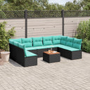vidaXL 10-delige Loungeset met kussens poly rattan grijs