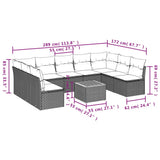 vidaXL 10-delige Loungeset met kussens poly rattan grijs