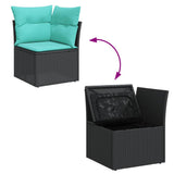 vidaXL 10-delige Loungeset met kussens poly rattan grijs
