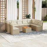 vidaXL 10-delige Loungeset met kussens poly rattan zwart