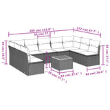 vidaXL 10-delige Loungeset met kussens poly rattan zwart