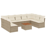 vidaXL 10-delige Loungeset met kussens poly rattan zwart