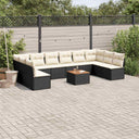 vidaXL 11-Piece Lounge Set with Cushions Poly Rattan Black