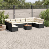 vidaXL 11-Piece Lounge Set with Cushions Poly Rattan Black