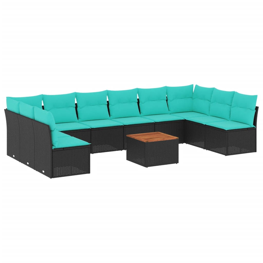 vidaXL 11-delige Loungeset met kussens poly rattan grijs