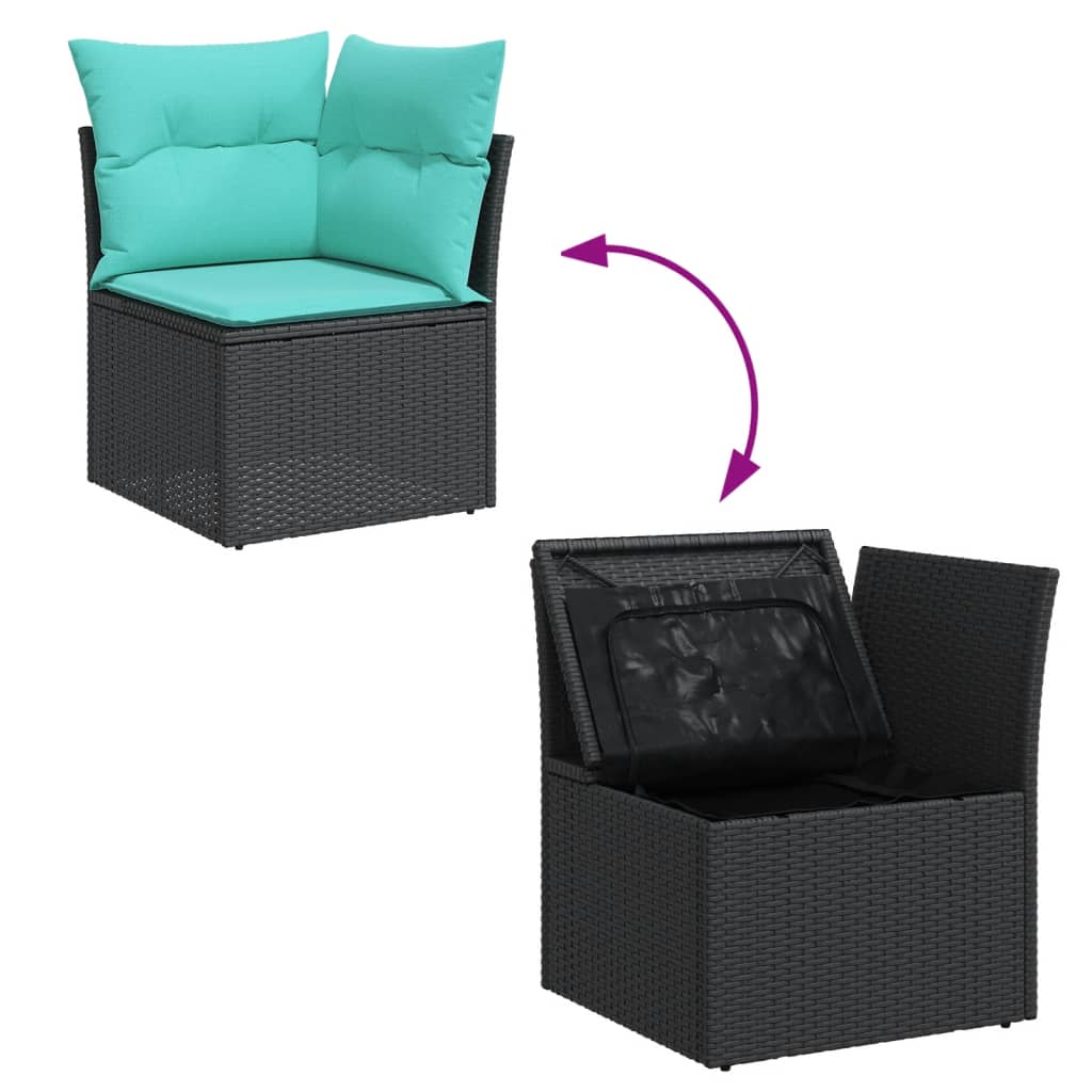 vidaXL 11-delige Loungeset met kussens poly rattan grijs