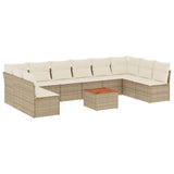 vidaXL 11-Piece Lounge Set with Cushions Poly Rattan Black